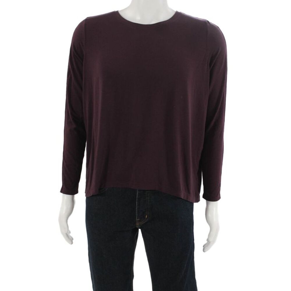 Athleta Mens Purple Long Sleeve Polyester T Shirt Round Neck Size M